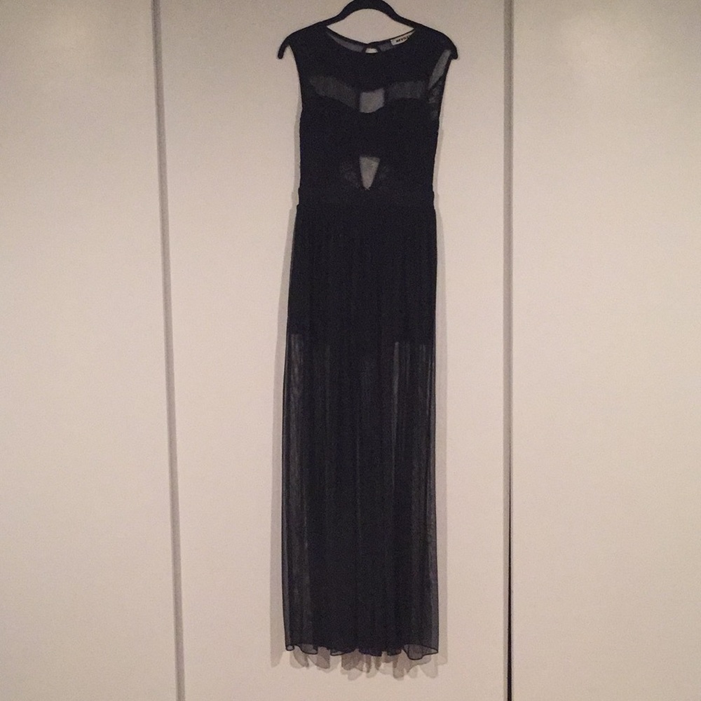 Black Maxi Sheer Romper Dress